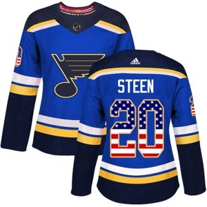 Damen St. Louis Blues Trikot Alexander Steen 20 Blau USA Flag Fashion Authentic